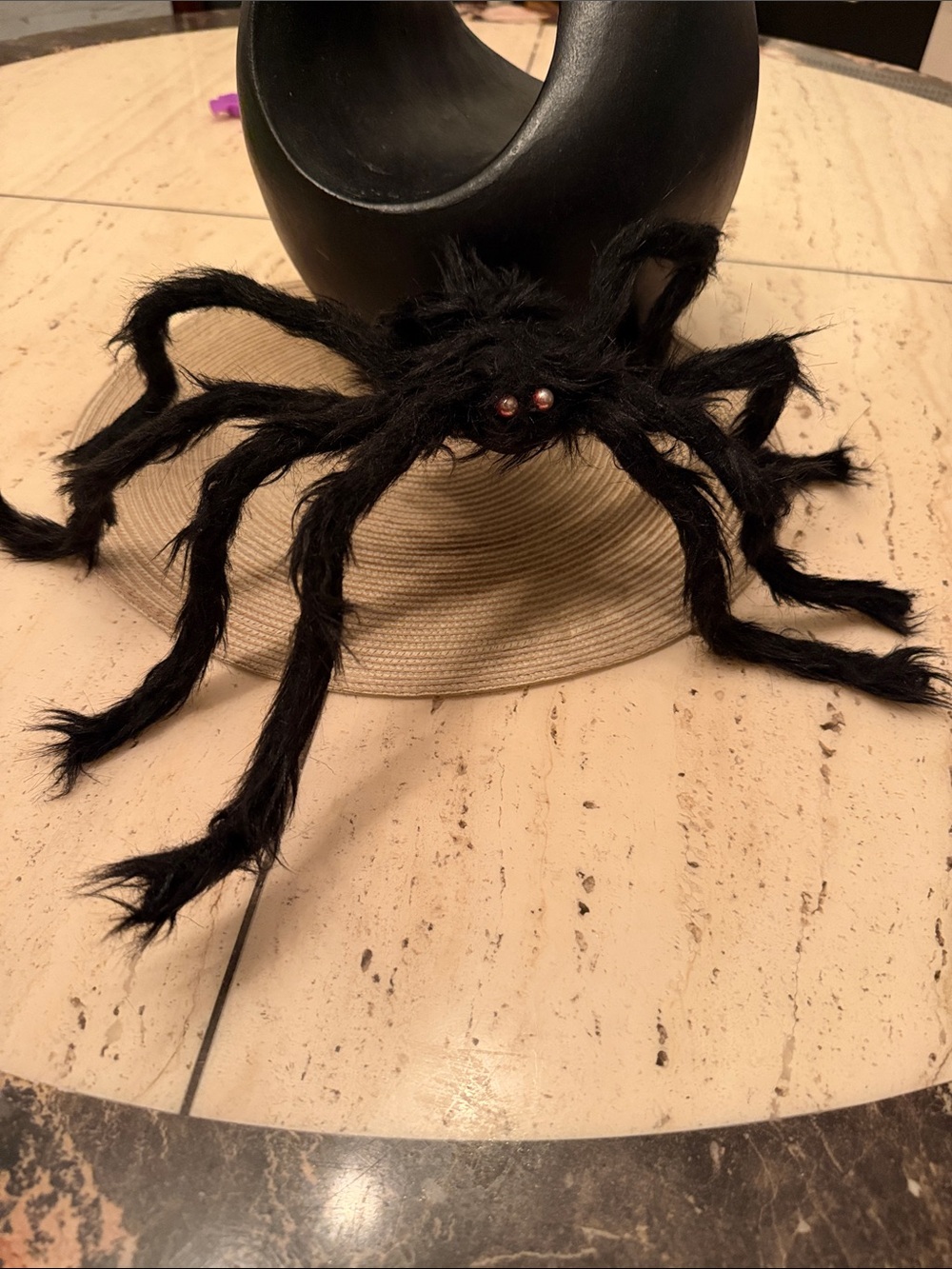 Plush Black Spider Decorative Accent - Halloween Home Accent